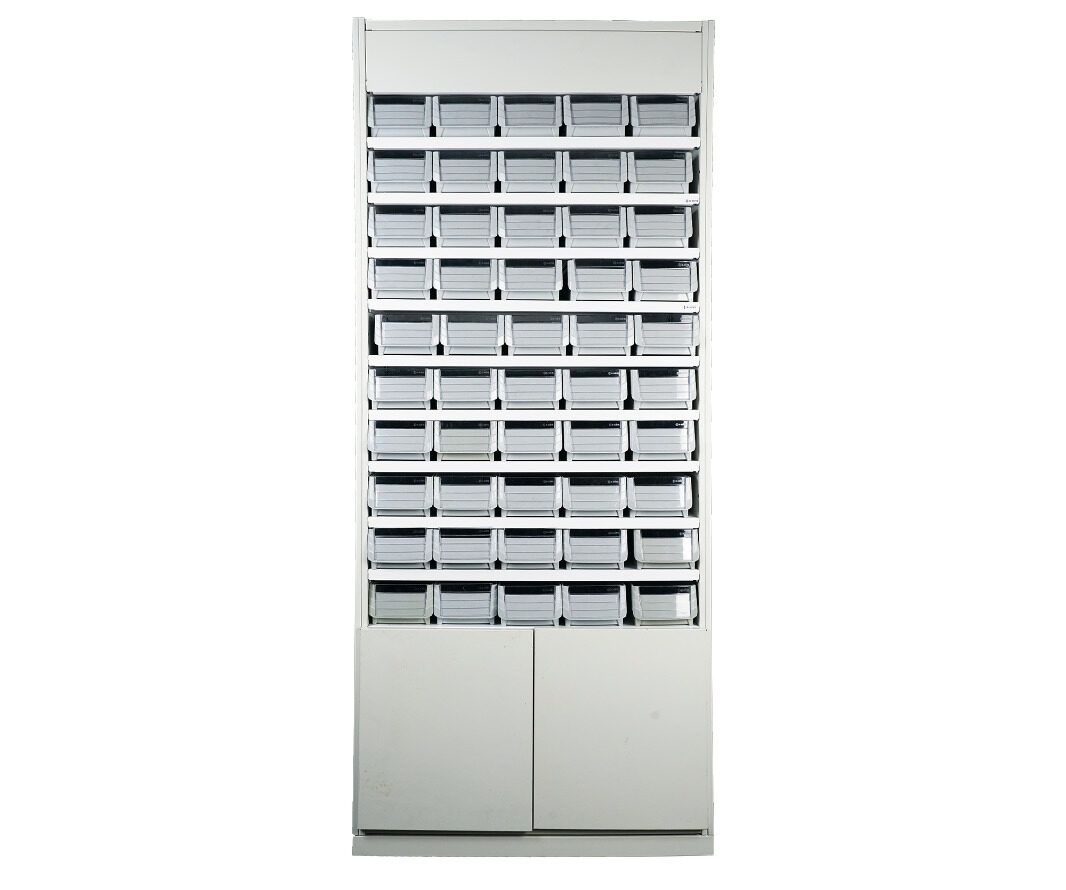 MEDICINE RACK WITH 50 BINS